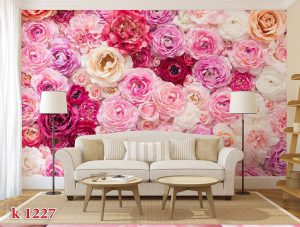 طرح پوستر دیواری سه بعدی گلهای مدرن بنفش و صورتی