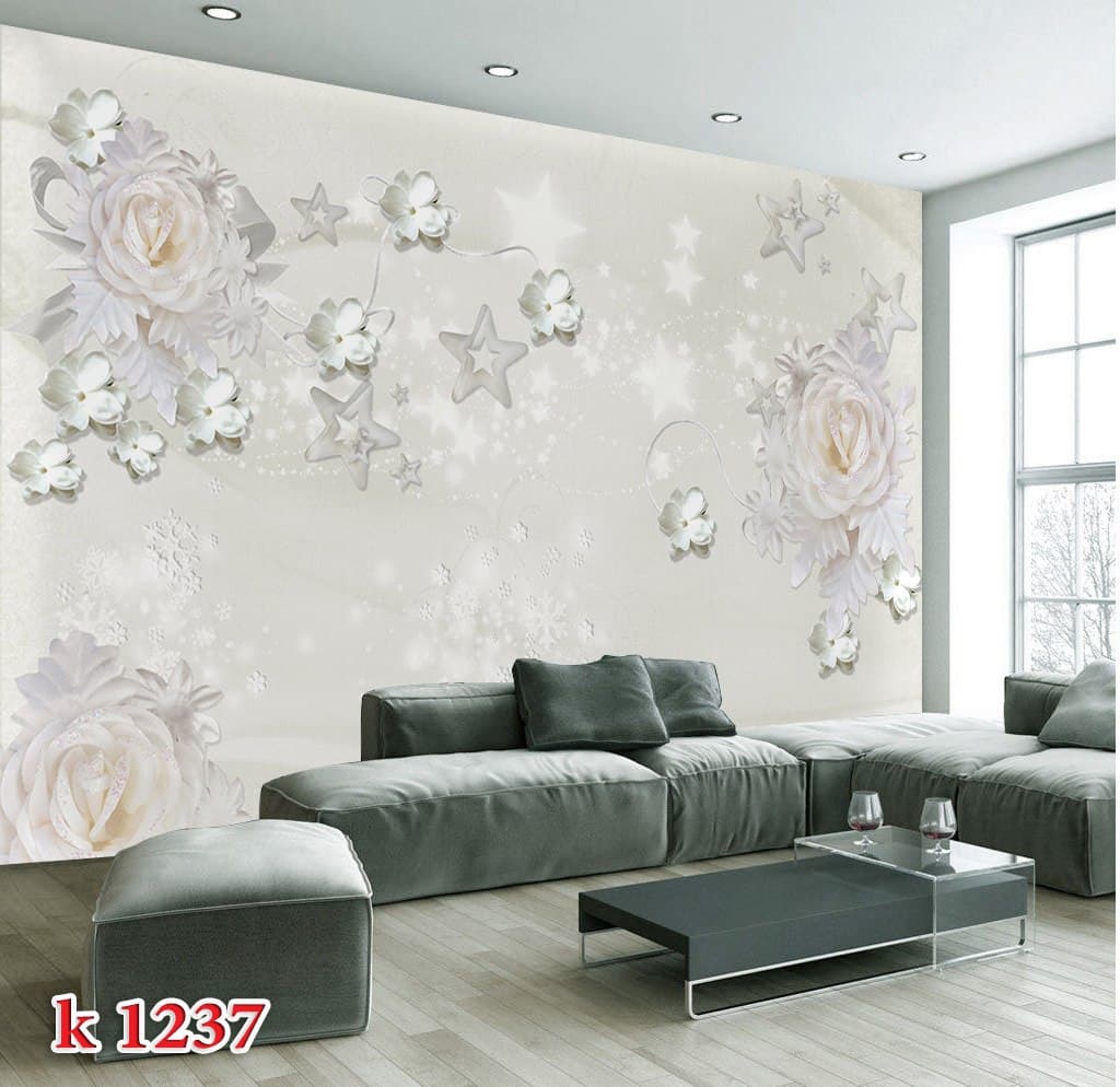 k1237 طرح پوستر دیواری سه بعدی گل به سبک اروپایی استریو - Image 1