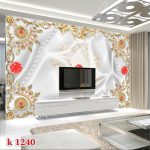 پوستر کاغذ دیواری سه بعدی دانه های مروارید و طلا اروپایی کریستال پس زمینه دیوار تلویزیون