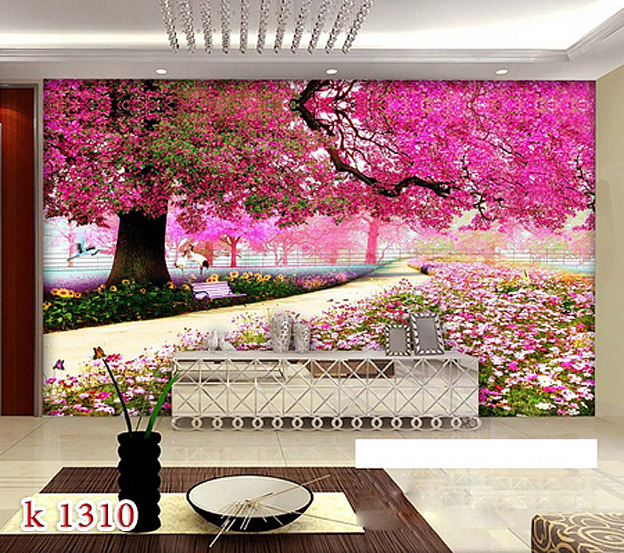 k1310 پوستر درخت نقاشی شده صورتی رنگ - Image 1