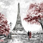 پوستر دیواری سه بعدی آبرنگی ازپاریس