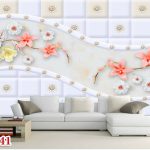 پوستر دیواری سه بعدی گل های شیشه ای