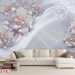 پوستر دیواری سه بعدی گل های برجسته نگین دار